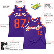 Load image into Gallery viewer, Custom Purple Orange-White Authentic Throwback Basketball Jersey