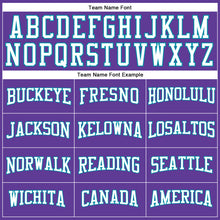 Load image into Gallery viewer, Custom Purple White-Teal Authentic Throwback Basketball Jersey