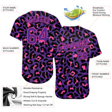 Load image into Gallery viewer, Custom Purple Purple-Pink 3D Pattern Design Leopard Authentic Baseball Jersey