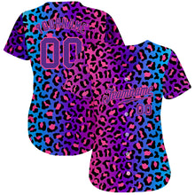 Load image into Gallery viewer, Custom Purple Purple-Pink 3D Pattern Design Leopard Authentic Baseball Jersey