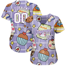 Load image into Gallery viewer, Custom Purple White-Purple 3D Pattern Design Sticker Cartoons Authentic Baseball Jersey