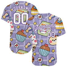 Load image into Gallery viewer, Custom Purple White-Purple 3D Pattern Design Sticker Cartoons Authentic Baseball Jersey