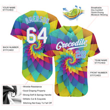 Load image into Gallery viewer, Custom Purple White-Light Blue 3D Pattern Design Rainbow Spiral Authentic Baseball Jersey