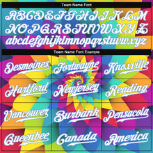 Load image into Gallery viewer, Custom Purple White-Light Blue 3D Pattern Design Rainbow Spiral Authentic Baseball Jersey