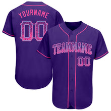 Load image into Gallery viewer, Custom Purple Pink-Light Blue Authentic Drift Fashion Baseball Jersey