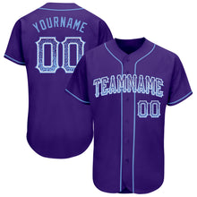 Load image into Gallery viewer, Custom Purple Light Blue-White Authentic Drift Fashion Baseball Jersey