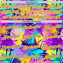 Load image into Gallery viewer, Custom Purple Gold-White 3D Pattern Tropical Hawaii Plants Authentic Basketball Jersey