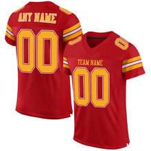 Load image into Gallery viewer, Custom Red Gold-White Mesh Authentic Football Jersey