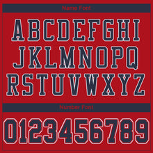 Load image into Gallery viewer, Custom Red Navy-White Mesh Authentic Football Jersey