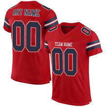 Load image into Gallery viewer, Custom Red Navy-White Mesh Authentic Football Jersey