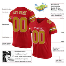 Load image into Gallery viewer, Custom Red Old Gold-White Mesh Authentic Football Jersey