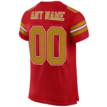 Load image into Gallery viewer, Custom Red Old Gold-White Mesh Authentic Football Jersey