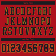 Load image into Gallery viewer, Custom Red Black-Old Gold Mesh Authentic Football Jersey