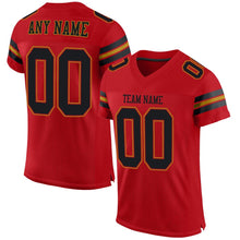 Load image into Gallery viewer, Custom Red Black-Old Gold Mesh Authentic Football Jersey