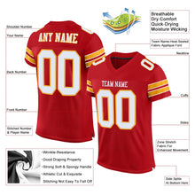 Load image into Gallery viewer, Custom Red White-Gold Mesh Authentic Football Jersey