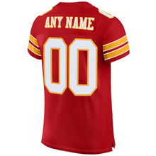 Load image into Gallery viewer, Custom Red White-Gold Mesh Authentic Football Jersey