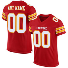 Load image into Gallery viewer, Custom Red White-Gold Mesh Authentic Football Jersey