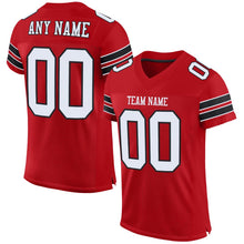 Load image into Gallery viewer, Custom Red White-Black Mesh Authentic Football Jersey