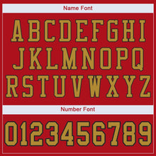 Load image into Gallery viewer, Custom Red Old Gold-Black Mesh Authentic Football Jersey
