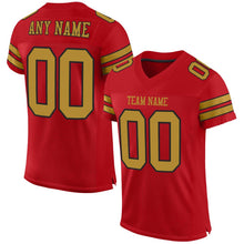 Load image into Gallery viewer, Custom Red Old Gold-Black Mesh Authentic Football Jersey