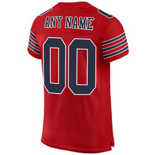 Load image into Gallery viewer, Custom Red Navy-White Mesh Authentic Football Jersey