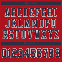 Load image into Gallery viewer, Custom Red Navy-White Mesh Authentic Football Jersey