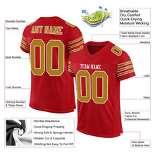 Load image into Gallery viewer, Custom Red Old Gold-White Mesh Authentic Football Jersey