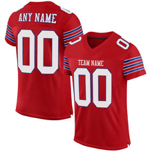 Load image into Gallery viewer, Custom Red White-Royal Mesh Authentic Football Jersey