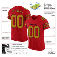 Load image into Gallery viewer, Custom Red Old Gold-Black Mesh Authentic Football Jersey
