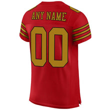 Load image into Gallery viewer, Custom Red Old Gold-Black Mesh Authentic Football Jersey