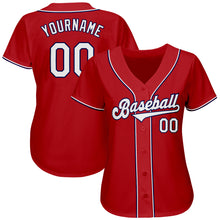 Load image into Gallery viewer, Custom Red White-Navy Authentic Baseball Jersey