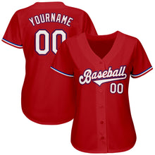 Load image into Gallery viewer, Custom Red White-Royal Authentic Baseball Jersey