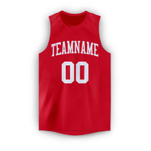 Load image into Gallery viewer, Custom Red White Round Neck Basketball Jersey