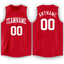 Load image into Gallery viewer, Custom Red White Round Neck Basketball Jersey
