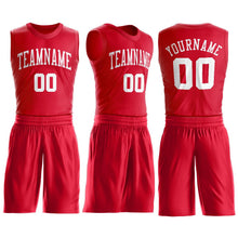 Load image into Gallery viewer, Custom Red White Round Neck Suit Basketball Jersey