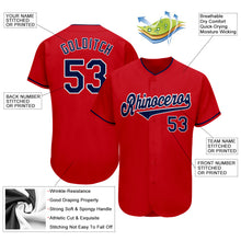 Load image into Gallery viewer, Custom Red Navy-White Authentic Baseball Jersey