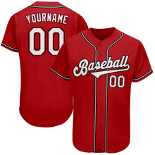 Load image into Gallery viewer, Custom Red White-Black Authentic Baseball Jersey
