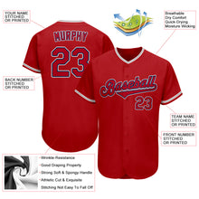 Load image into Gallery viewer, Custom Red Red-Navy Authentic Baseball Jersey