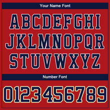 Load image into Gallery viewer, Custom Red Navy-Old Gold Authentic Baseball Jersey
