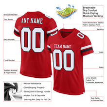 Load image into Gallery viewer, Custom Red White-Black Mesh Authentic Football Jersey