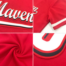Load image into Gallery viewer, Custom Red White-Navy Authentic Throwback Rib-Knit Baseball Jersey Shirt