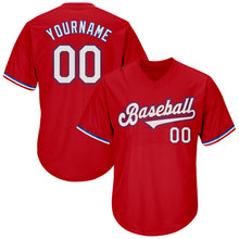 Load image into Gallery viewer, Custom Red White-Royal Authentic Throwback Rib-Knit Baseball Jersey Shirt
