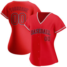 Load image into Gallery viewer, Custom Red Red-Navy Authentic Baseball Jersey