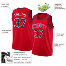 Load image into Gallery viewer, Custom Red Navy-White Round Neck Rib-Knit Basketball Jersey