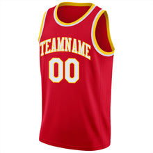 Load image into Gallery viewer, Custom Red White-Gold Round Neck Rib-Knit Basketball Jersey