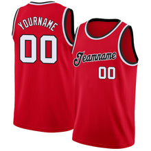Load image into Gallery viewer, Custom Red White-Black Round Neck Rib-Knit Basketball Jersey