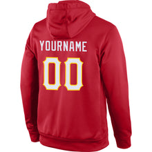 Load image into Gallery viewer, Custom Stitched Red White-Gold Sports Pullover Sweatshirt Hoodie