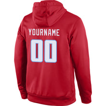 Load image into Gallery viewer, Custom Stitched Red White-Light Blue Sports Pullover Sweatshirt Hoodie