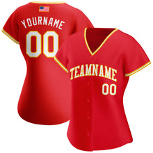 Load image into Gallery viewer, Custom Red White-Gold Authentic American Flag Fashion Baseball Jersey