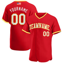 Load image into Gallery viewer, Custom Red White-Gold Authentic American Flag Fashion Baseball Jersey